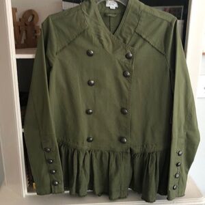 Crown & Ivy olive green military/utility jacket size M. New. Cool pewter buttons